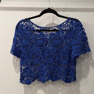 Express Royal Blue Lace Crop Top